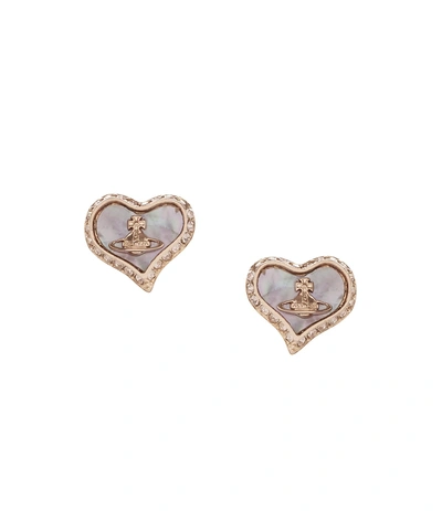 Vivienne Westwood Petra Earrings Gold Plated In Vintage Rose/lilac Mop