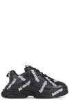 Balenciaga Triple S Logo Sneakers In Black White