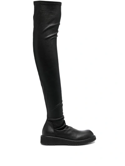 Rick Owens Creeper Stocking Knee-high Boots In Black