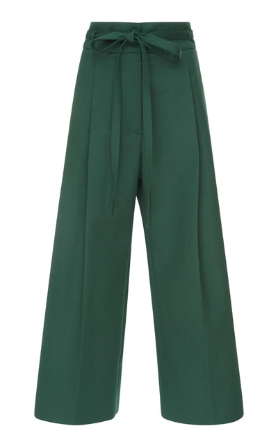Rochas Wide Coulotte Belted Pants In Green
