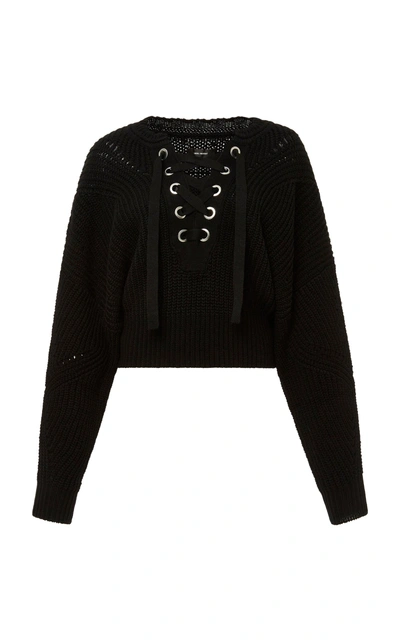 Isabel Marant Laley Lace Up Sweater In 01bk Black