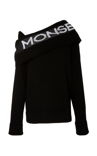 Monse Twist Logo Shawl Knit Jumper In Black