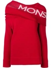 Monse Knitted Sweater With Logo Intarsia Shawl Collar In Rosso