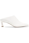 Stuart Weitzman Mira Leather Pointed-toe Mules In White