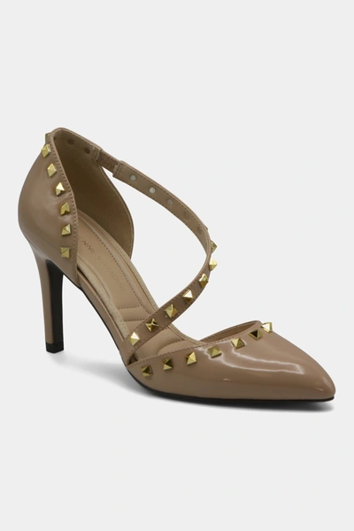 Adrienne Vittadini Women's Newly Faux Suede Studded Pumps In Nude