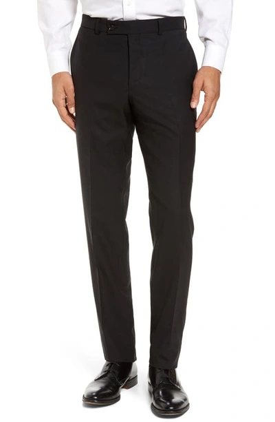 Ted Baker Jefferson Flat Front Solid Wool Dress Pants In Black