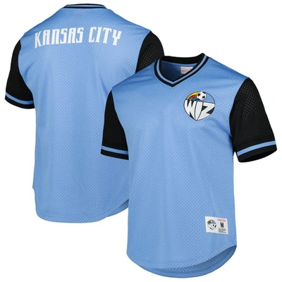 Mitchell & Ness Sky Blue Sporting Kansas City Mesh V-neck T-shirt