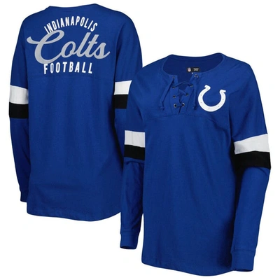 New Era Royal Indianapolis Colts Athletic Varsity Lace-up Long Sleeve T-shirt