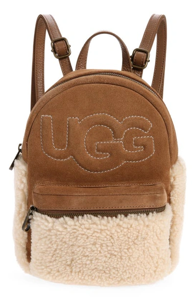 Ugg Dannie Ii Genuine Shearling Trim Mini Backpack In Natural