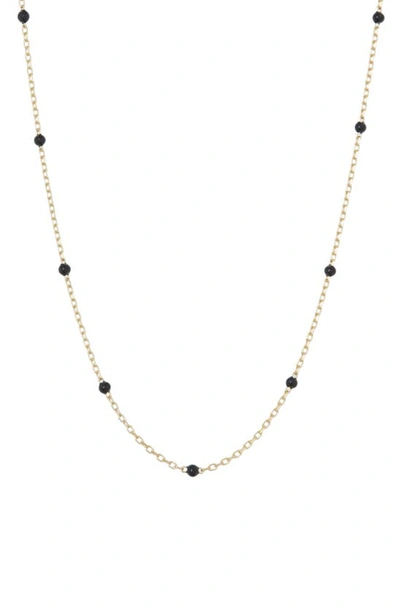 Argento Vivo Sterling Silver Enamel Dot Station Necklace In Gold/ Black