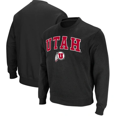 Colosseum Men's  Black Utah Utes Arch & Logo Tackle Twill Pullover Sweatshirt