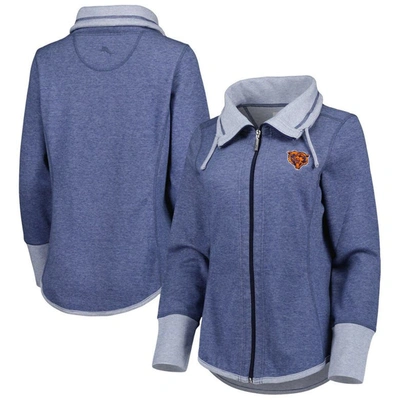 Tommy Bahama Heathered Navy Chicago Bears Sport Sun Fade Full-zip Sweatshirt