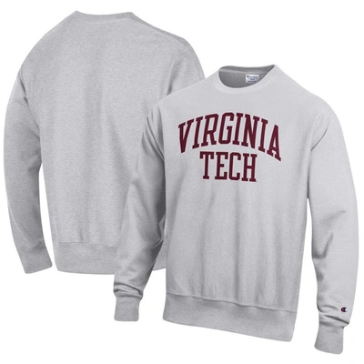 Champion Heathered Gray Virginia Tech Hokies Arch Reverse Weave Pullover Sweatshirt