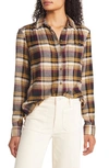 Beachlunchlounge Plaid Button-up Shirt In Wheat N Rose
