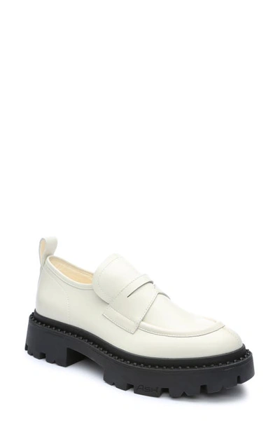 Ash Genial Leather Lug-sole Penny Loafers In White