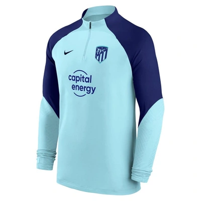Nike Light Blue Atletico De Madrid Strike Drill Performance Raglan Quarter-zip Long Sleeve Top