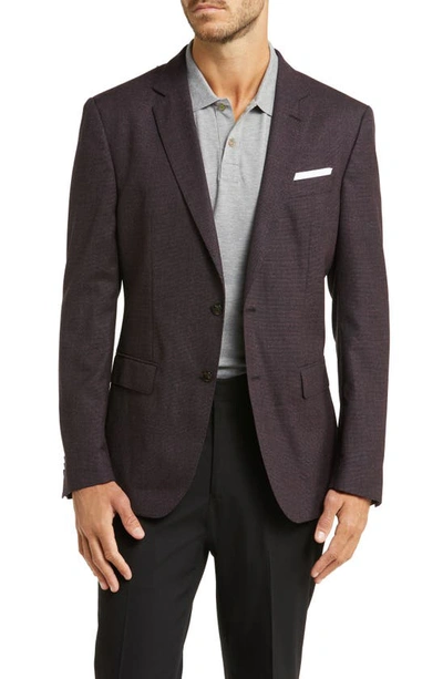 Hugo Boss Hutson Slim Fit Plaid Wool Sport Coat In Burgundy