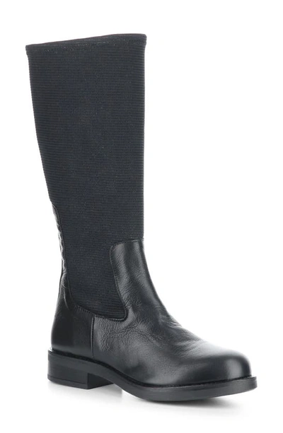 Bos. & Co. Noise Waterproof Knee High Boot In Black Feel/ Woven Stretch