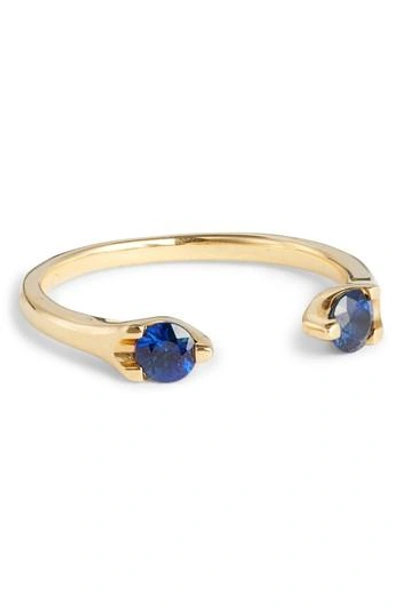 Anita Ko Orbit Blue Sapphire Open Ring In Yellow Gold