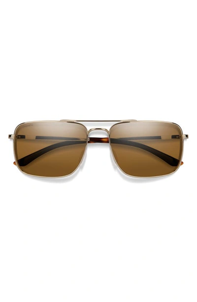 Smith Outcome 59mm Chromapop™ Polarized Aviator Sunglasses In Gold / Brown