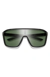 Smith Boomtown 135mm Chromapop™ Polarized Shield Sunglasses In Black / Gray Green