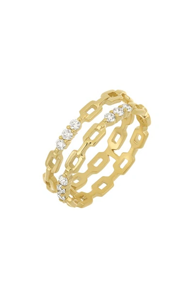 Bony Levy Varda Link Dual Row Diamond Ring In 18k Yellow Gold