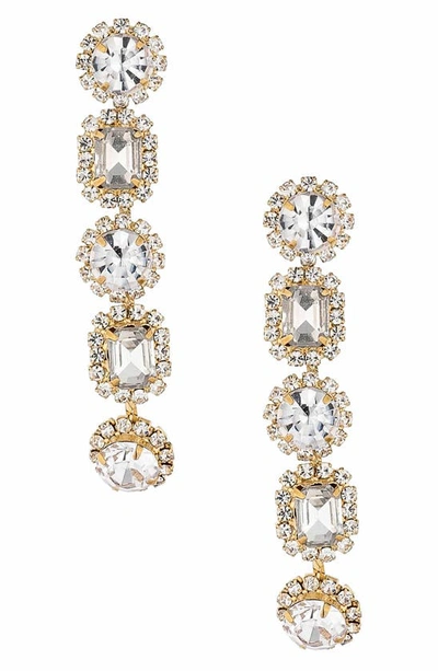 Ettika Glam Crystal Drop Earrings In Yellow