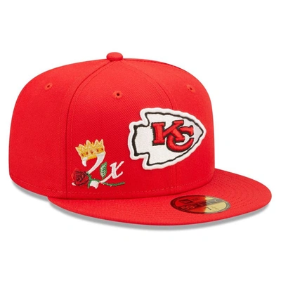 New Era Men's  Red Kansas City Chiefs Crown 2x Super Bowl Champions 59fifty Fitted Hat