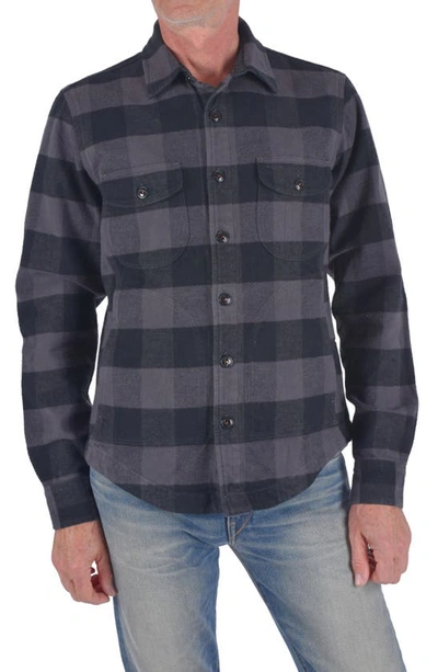 Kato The Anvil Plaid Flannel Shirt Jacket In Black Gray