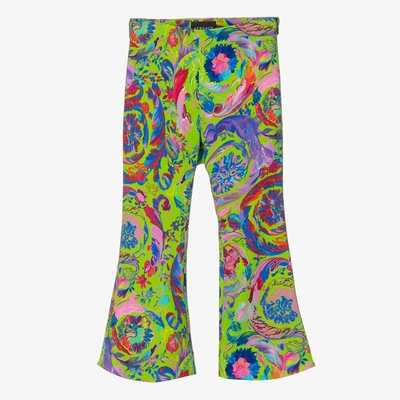 Versace Kids' Girls Green Barocco Flares