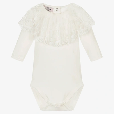 Phi Clothing Babies' Girls Ivory Lace Bodysuit