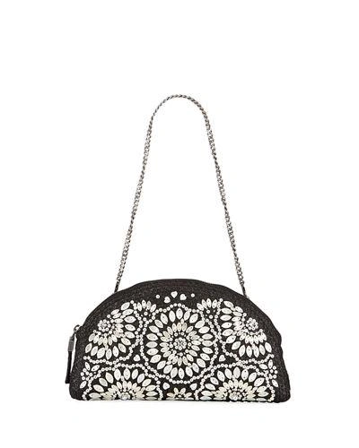 Eric Javits Sandra Embellished Half-moon Clutch Bag In Black
