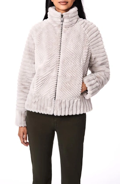 Bernardo Textured Faux Fur Jacket In Powder Grey