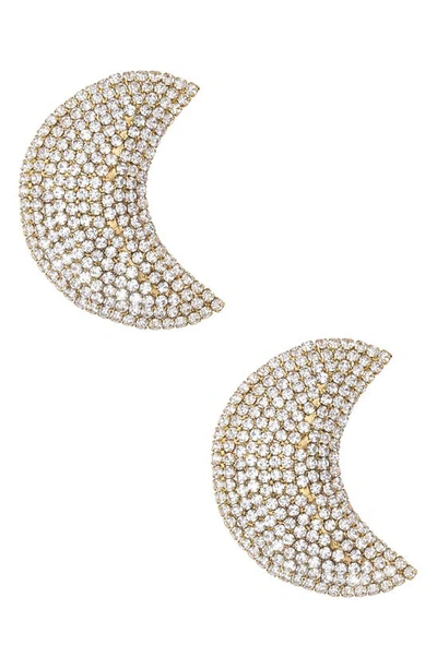 Ettika Crystal Crescent Moon Drop Earrings In Gold