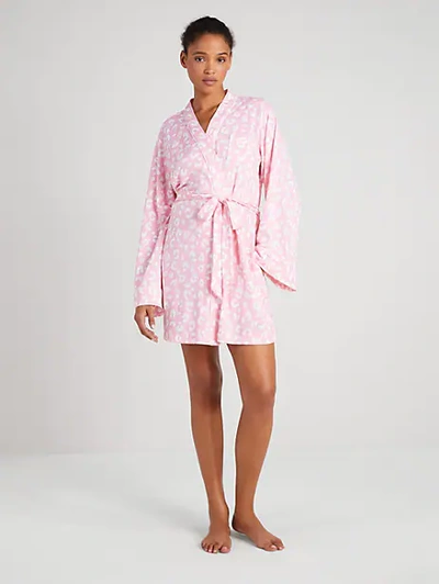 Kate Spade Bold Leopard Robe In Pink Print
