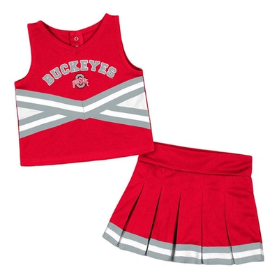 Colosseum Kids' Girls Toddler  Scarlet Ohio State Buckeyes Carousel Cheerleader Set