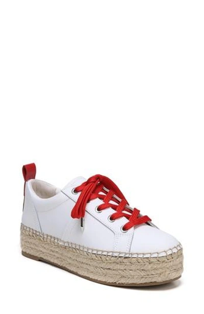 Sam Edelman Women's Carleigh Leather Platform Espadrille Sneakers In White/red
