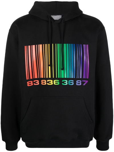 Vtmnts Barcode-print Pullover Hoodie In Black