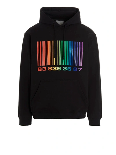 Vtmnts Barcode-print Pullover Hoodie In Black