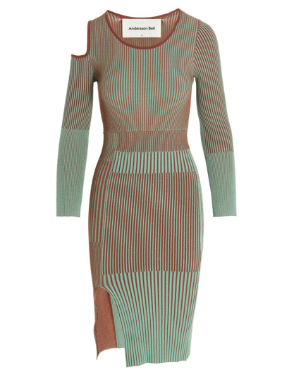Andersson Bell Brown Ellison Ribbed Knit Midi Dress