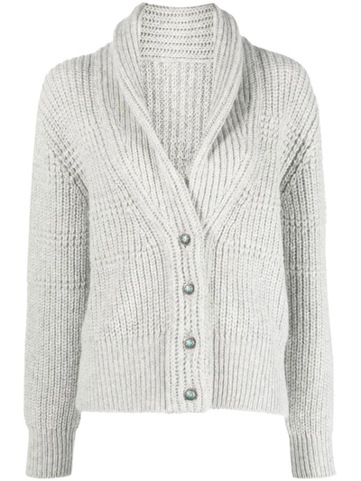 Fortela Lola Alpaca Rib-knit Cardigan In Grey