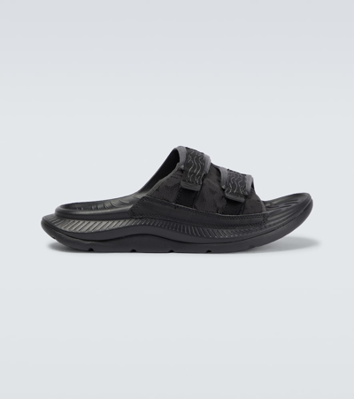 Hoka One One Ora Luxe Slides In Black/black