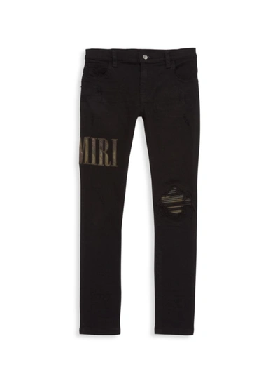 Amiri Little Boy's & Boy's Camo Logo Applique Jeans In Black