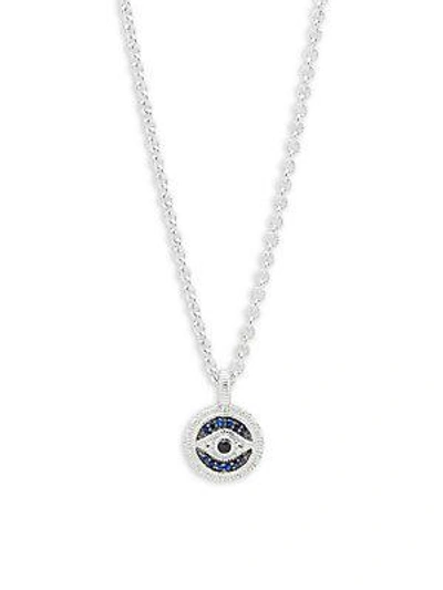 Judith Ripka Sapphire Evil Eye Pendant Necklace In Silver