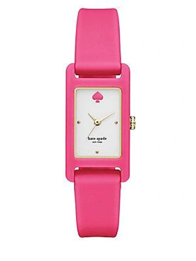 Kate Spade Duffy Square Colorblock Strap Sport Watch In Pink