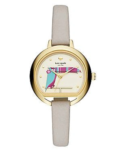 Kate Spade Critter Leather Strap Watch In Gold