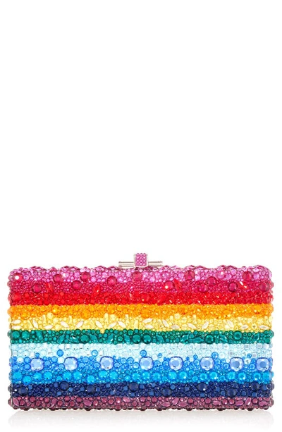 Judith Leiber Rectangle Rainbow Crystal Clutch Bag In Rainbow Multi