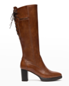 Nerogiardini Corset Leather Tall Platform Booties In Cognac