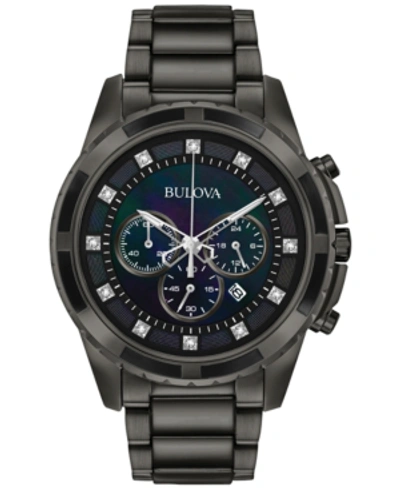 Bulova Men's Chronograph Diamond Accent Dark Gray Stainless Steel Bracelet Watch 44mm 98d133 In Black