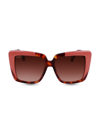 Ferragamo Color-block Square Acetate Sunglasses In Red Tortoise Rose